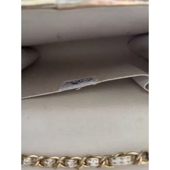 La Regale Woven Straw Grass Handbag Purse Gold Tone Hardware Vintage Chain Strap - Picture 8 of 8